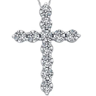 Shop Pompeii3 3 Carat (ctw) Diamond Cross Pendant 14k White Gold Necklace 1 1/4" In Multi