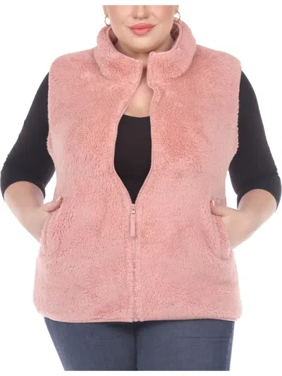 White Mark Plus Womens Faux Fur Warm Outerwear Vest In Pink
