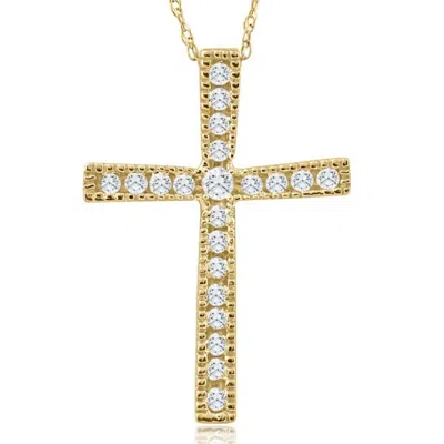 Pompeii3 1/3ct Round Cut Diamond Cross Pendant 10k White Or Yellow Gold Necklace 1" Tall In Gold