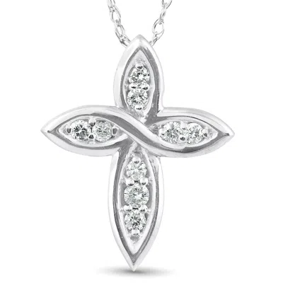 Pompeii3 1/10 Ct Diamond Cross 14k White Gold 5/8" Tall In Multi