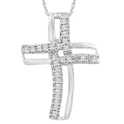 Pompeii3 1/4ct T. W. Diamond Cross 10k White Gold Pendant 18" Chain Necklace In Multi
