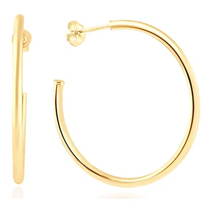 Pompeii3 14k Yellow Gold 2mm Designer Hoops Women's Earrings 1 3/4" Tall 1.60grams In Multi