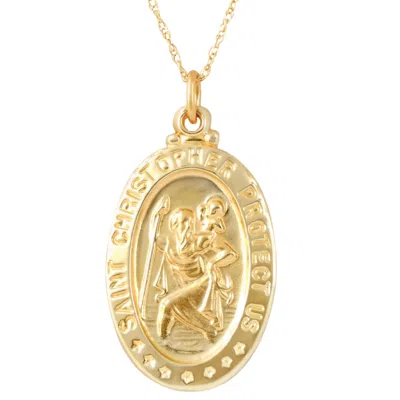 Pompeii3 14k Yellow Gold St. Christopher Medal Pendant 1" Tall 2.5 Grams In Gold