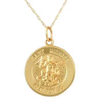 Pompeii3 14k Yellow Gold St. Michael Medal Pendant 1" Tall 2.5 Grams In Gold