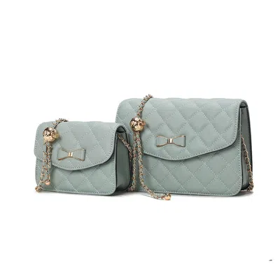 Mkf Collection By Mia K Blossom Quilted Women's Shoulder Bag With A Mini Bag Set By Mia K In Blue