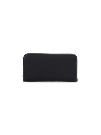 Prada Triangle Logo Saffiano Leather Zip-around Wallet In Black