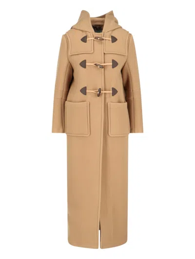 Prada Hooded Wool Coat In Brown