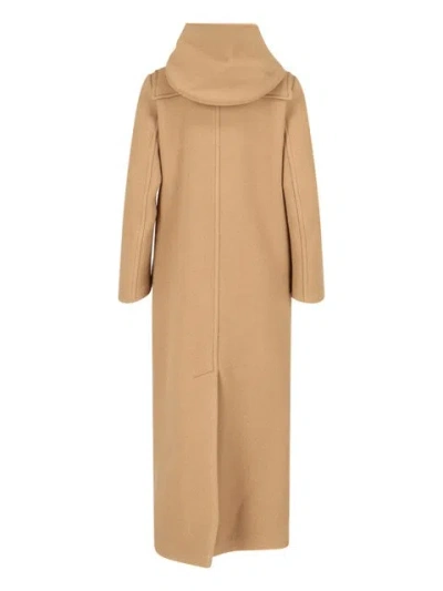 Prada Hooded Wool Coat In Brown
