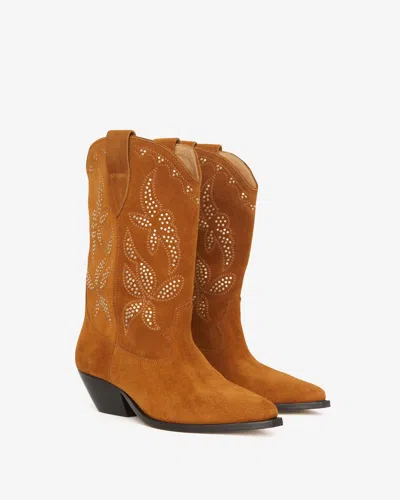 Isabel Marant Duerto 40mm Suede Boots In Cognac-gold