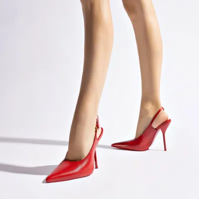 Shop Larroude X Altuzarra Pump In Blood Red Leather