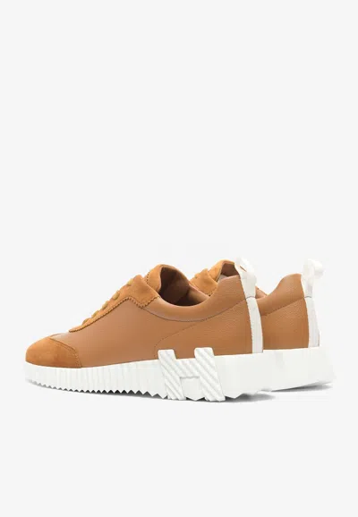 Pre-owned Hermes Bouncing Low-top Sneakers In Naturel Sport Goatskin And Suede
