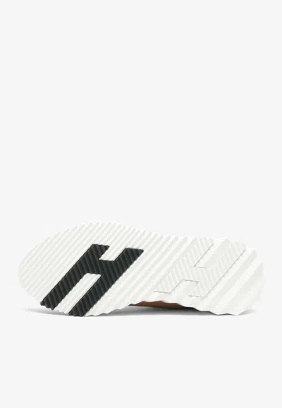 Pre-owned Hermes Bouncing Low-top Sneakers In Naturel Sport Goatskin And Suede