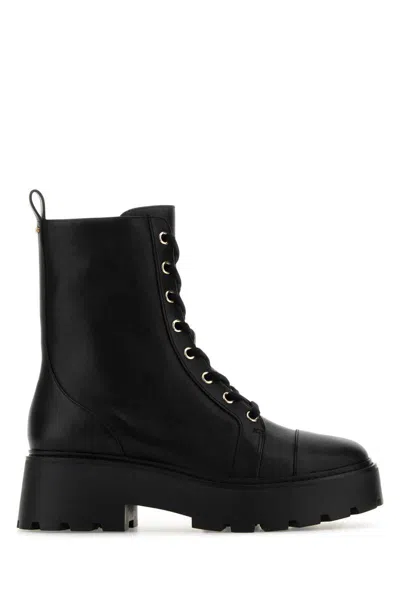 Michael Kors Black Leather Blake Ankle Boots In Black