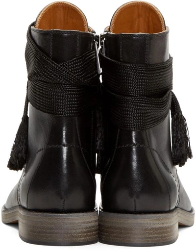 Shop Chloé Black Leather Lace-up Ankle Boots