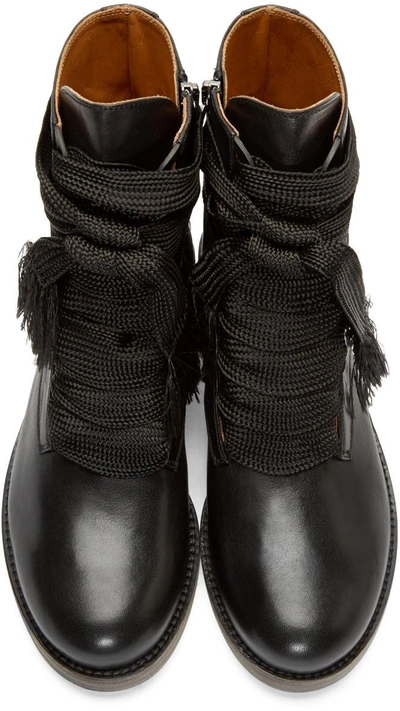 Shop Chloé Black Leather Lace-up Ankle Boots