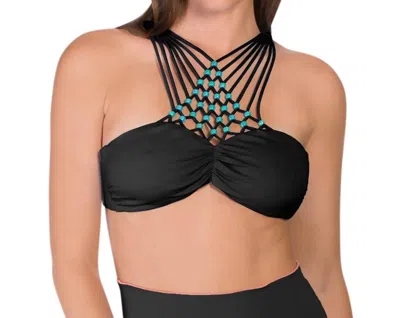 Eco Peace High Neck Bikini Top In Black In Black