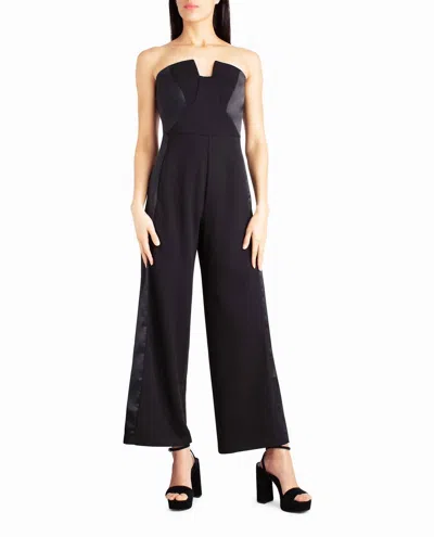 Nicole Miller Jasmine Crepe Tuxedo Jumpsuit In Very Black In Black