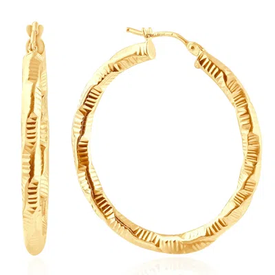 Pompeii3 14k Yellow Gold 3mm Designer Hoops Women's Earrings 1 1/2" Tall 1.5grams In Multi