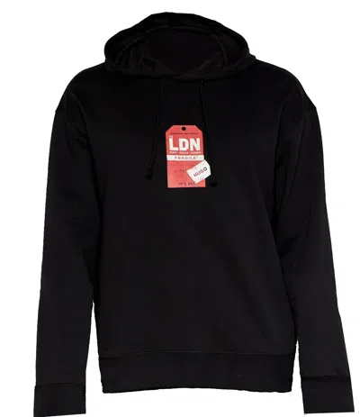 Hugo Boss Hugo Men's Dagunso Tag Logo Hooded Sweatshirt Hoodie, Black In Black
