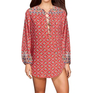 Nanette Lepore Pretty Tough Lace Up Tunic Top In Nnl Pretty Tough In Multi