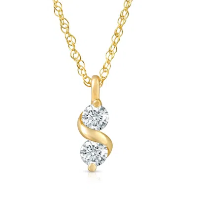 Pompeii3 1/3ct Diamond Two Stone Pendant In White Yellow Or Rose Gold Lab Grown Necklace In Multi