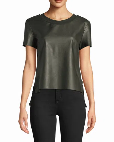 Nicole Miller Leather T-shirt In Army Green In Green