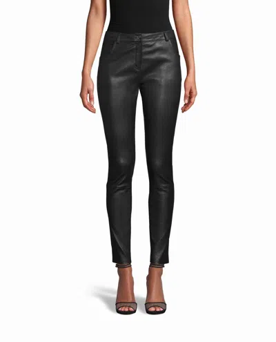 Nicole Miller Skinny Leather Pants In Black In Black