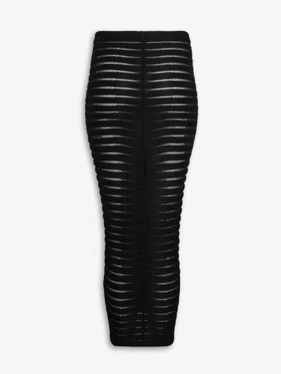 Shop Alaïa Stretch Knit Midi Skirt For Women In Black