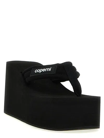 Shop Coperni 'branded Wedge' Sandals In Black