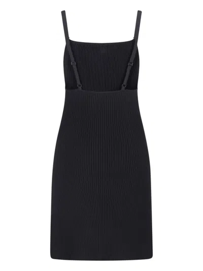 Courrèges Contrast Cotton Jersey Mini Dress In Black