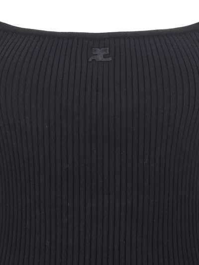 Courrèges Contrast Cotton Jersey Mini Dress In Black