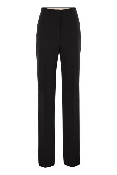 Shop Max Mara Studio Quasar - Wool Satin Crepe Trousers In Black