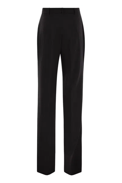 Shop Max Mara Studio Quasar - Wool Satin Crepe Trousers In Black