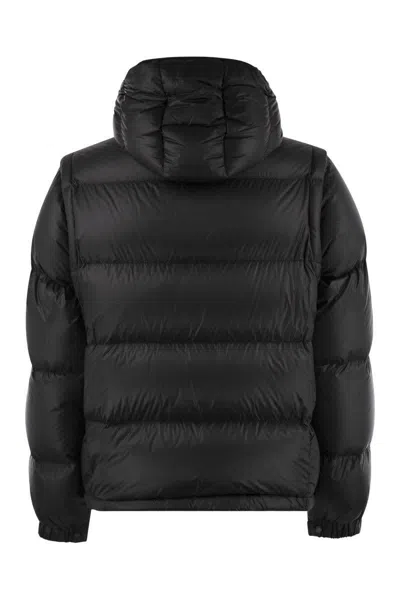 Moncler Cyclone 2-in-1 Short Down Jacket Blue In Anthracite