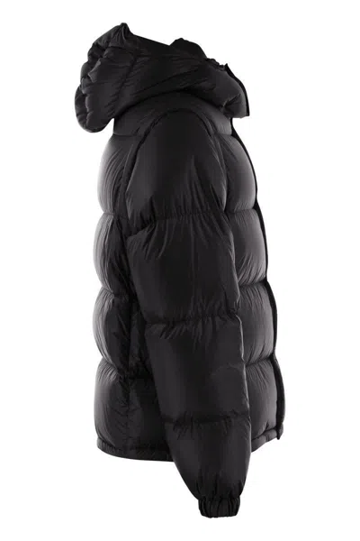 Moncler Cyclone 2-in-1 Short Down Jacket Blue In Anthracite