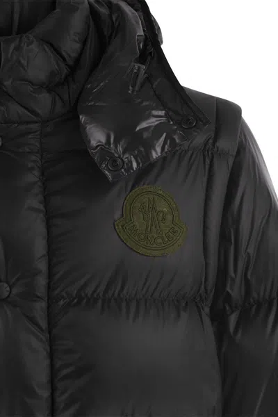 Moncler Cyclone 2-in-1 Short Down Jacket Blue In Anthracite
