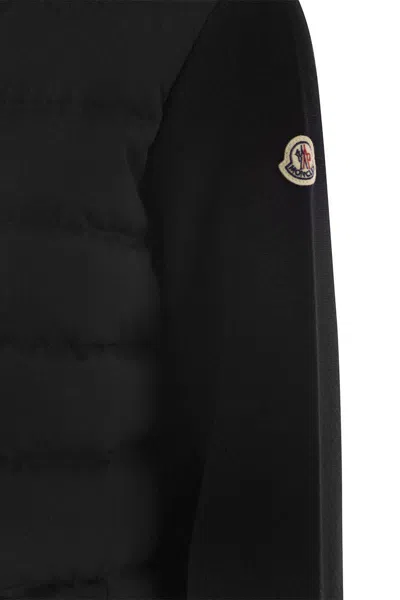 Shop Moncler Padded Wool Cardigan In Black