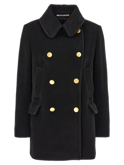 Shop Tagliatore Double-breasted Coat In Black