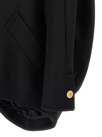 Shop Versace 'medusa' Double-breasted Coat In Black