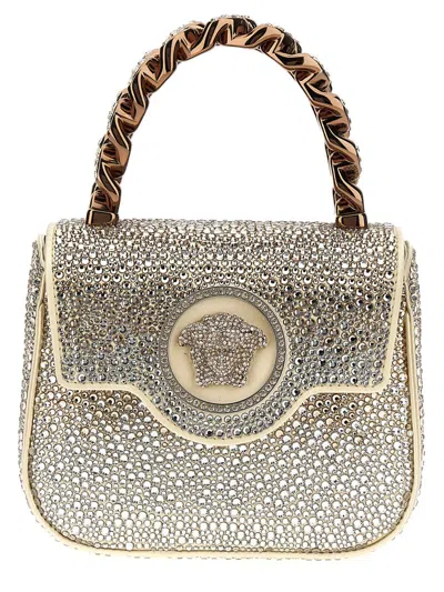 Shop Versace 'medusa' Mini Handbag In Beige