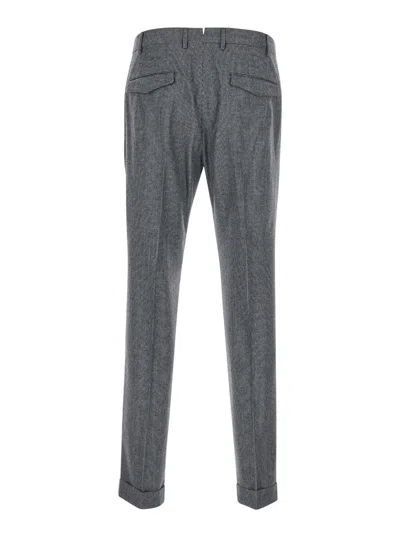 Shop Pt Torino Grey Slim Pants With Concealed Closure In Fabric Man