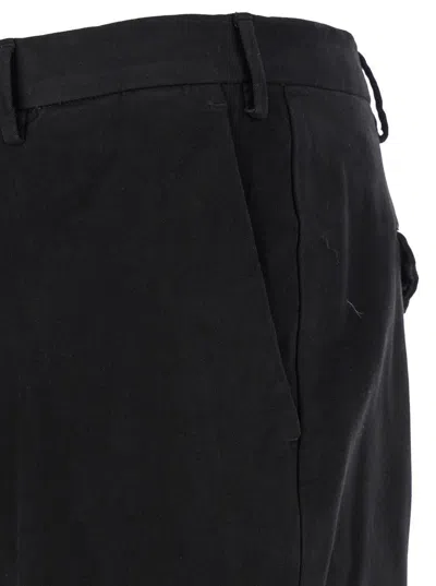 Shop Pt Torino Black Slim Pants With Concealed Closure In Cotton Man