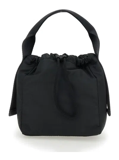 Shop Ganni Black Handbag With Drawstring In Fabric Woman