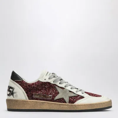 Shop Golden Goose Sneakers Ball Star With Burgundy Glitter