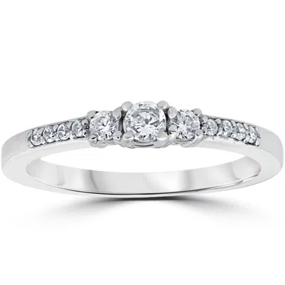 Pompeii3 1/3ct Three Stone Round Diamond Engagement Ring 14k White Gold In Multi