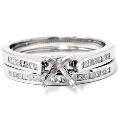 Pompeii3 7/8ct Princess Cut Diamond Semi Mount Engagement Wedding Ring Set 14k White Gold In Multi