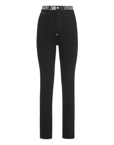 Philipp Plein Logo-embellished High-waist Skinny Jeans In Black