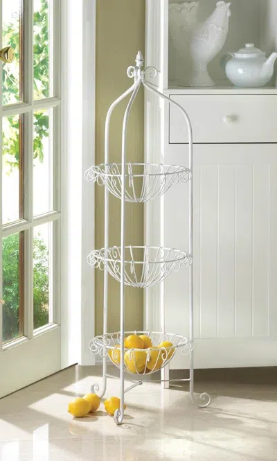 Actifo Three-tier Wire Basket Stand - White