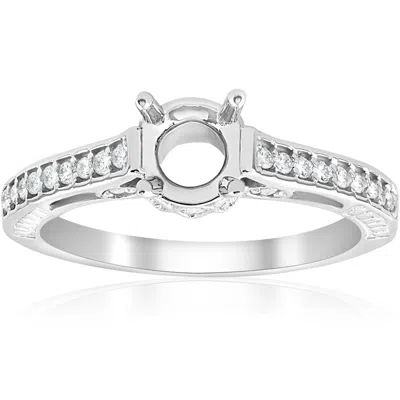 Pompeii3 Vintage 1/5ct Semi Mount Engagement Ring Setting 14k White Gold In Multi
