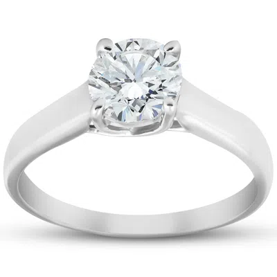 Pompeii3 Solitaire Diamond Engagement Ring 1 Carat 14k White Gold Enhanced In Multi